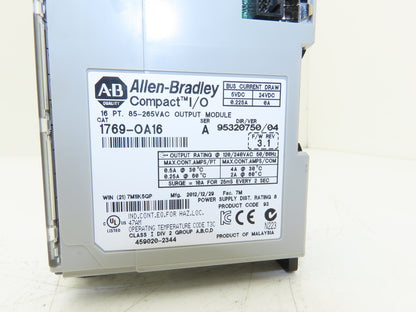 Allen Bradley 1769-OA16 Compact I/O 16 Pt Output Module 115/230V Ser A F/W 3.1