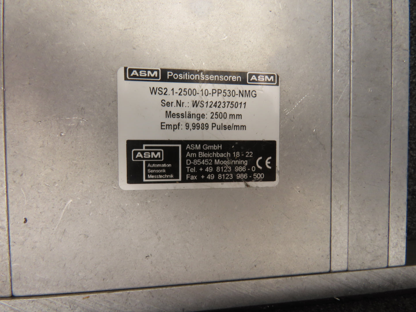 ASM NMG2-2500-P-MEM Machine Safety Guard Stop-Time Measuring System STM