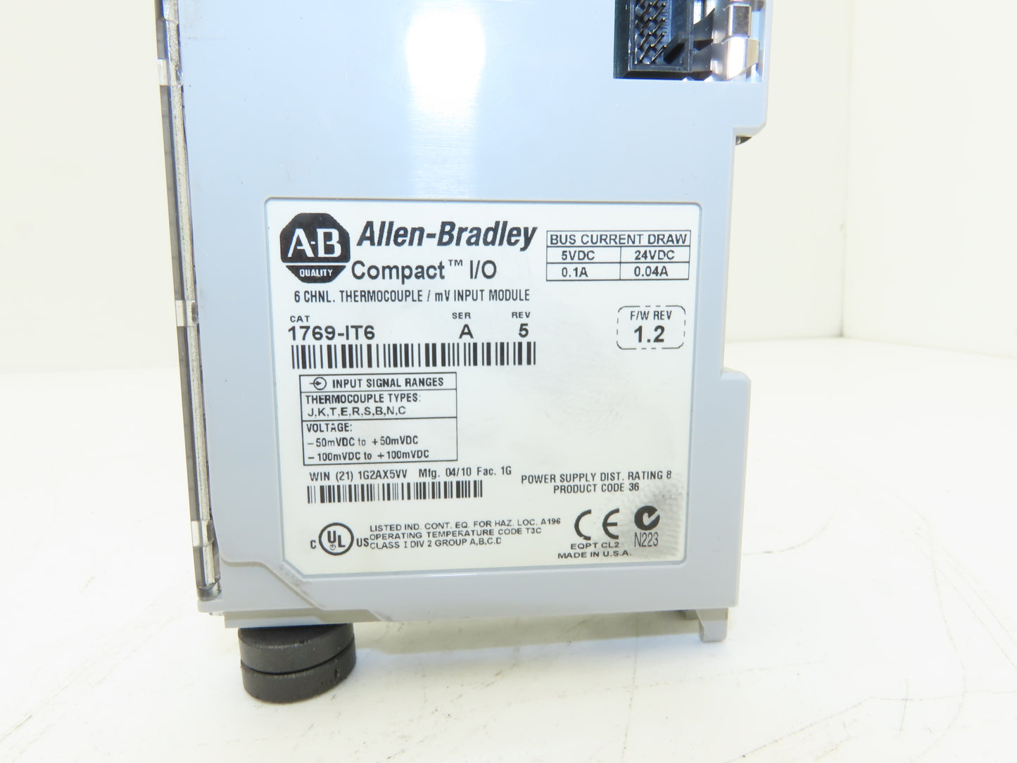 Allen Bradley 1769-IT6 Compact I/O Thermocouple/mV Input 6 Pt Ser A Rev 5
