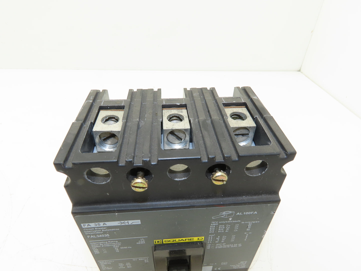 Square D FAL34035 3 Pole Circuit Breaker 35A 600V 3PH Gray Face Molded Case