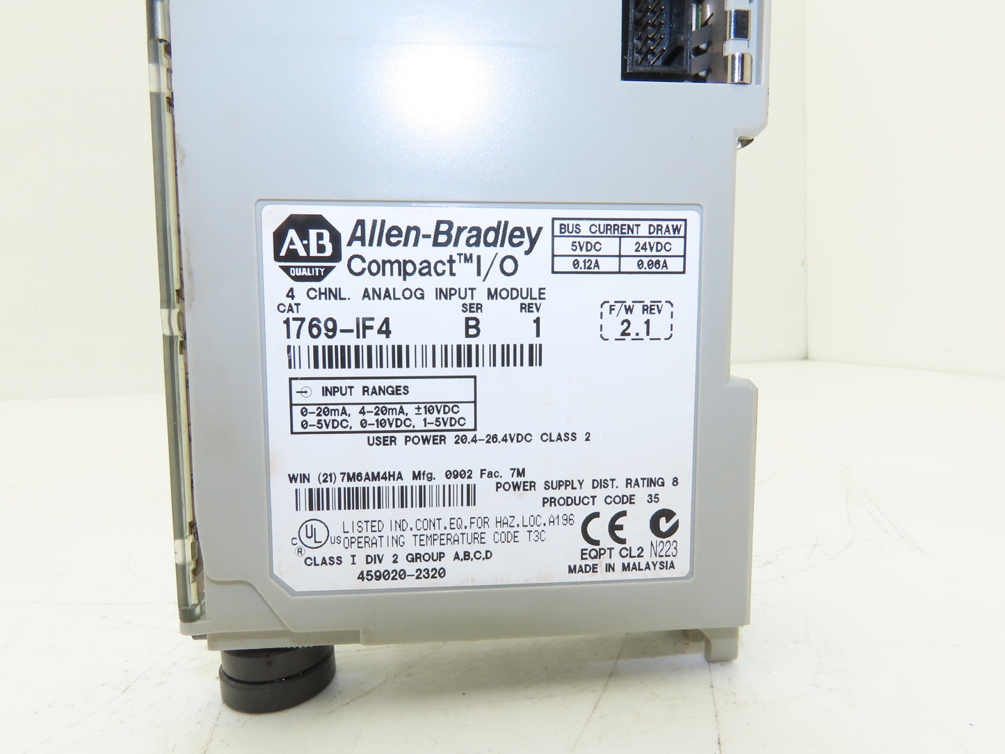 Allen Bradley 1769-IF4 Compact I/O Analog Input Module 24VDC Ser B Rev 1 F/W 2.1