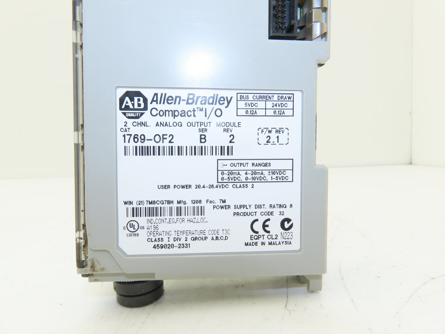 Allen-Bradley 1769-OF2 Compact I/O Analog Output Module 24VDC Ser B Rev 2