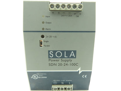 Sola Emerson SDN 20-24-100C PLC Power Supply 24V 20A 100-240V