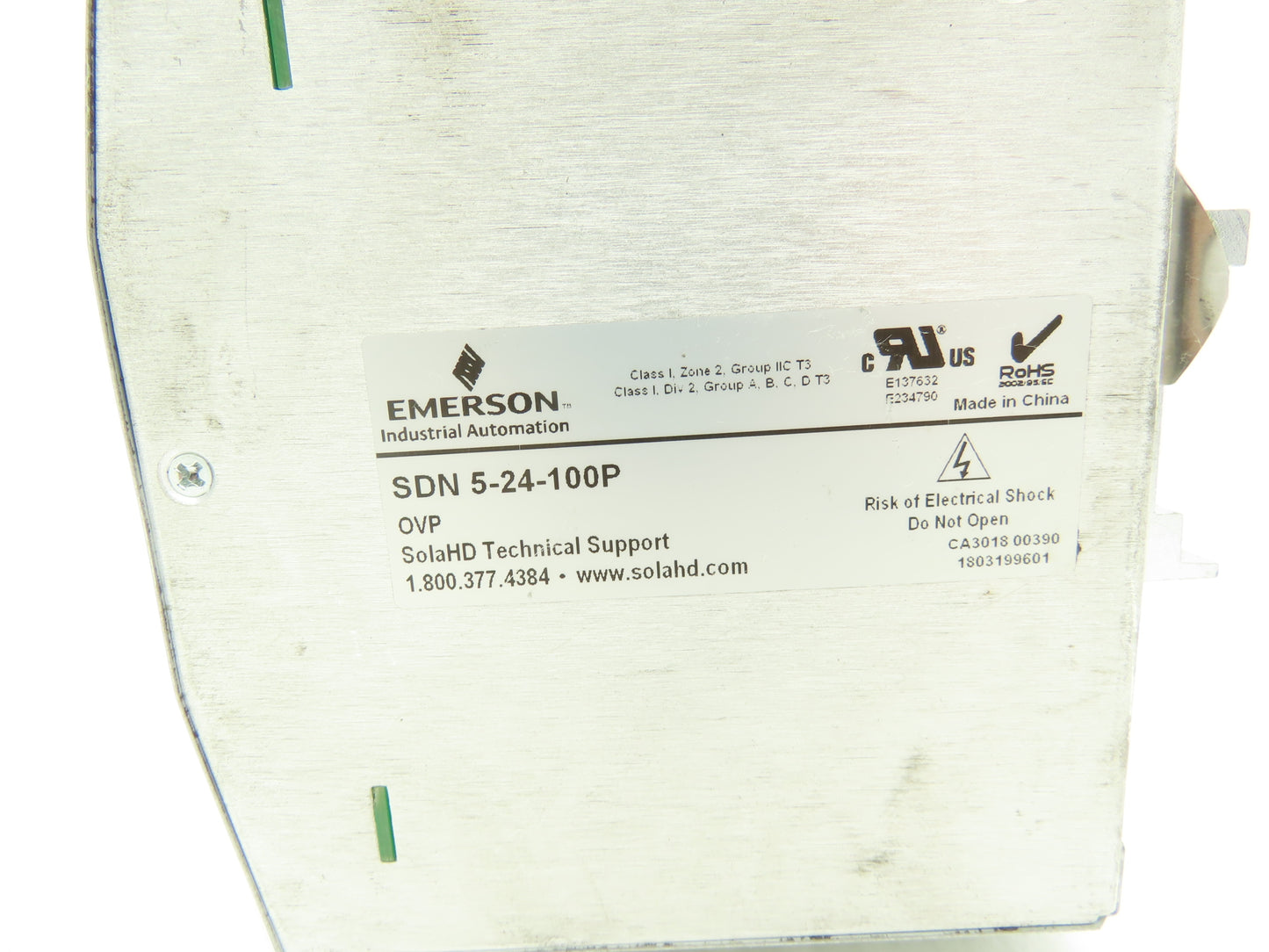 Sola Emerson SDN5-24-100P PLC Power Supply 24V 5A 100-240V