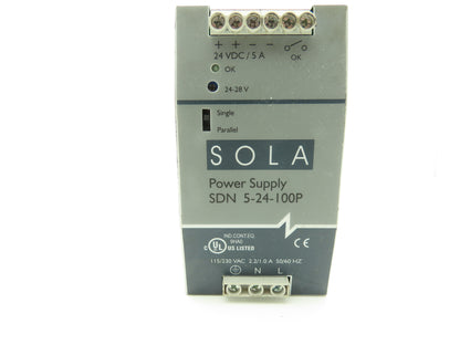 Sola Emerson SDN5-24-100P PLC Power Supply 24V 5A 100-240V