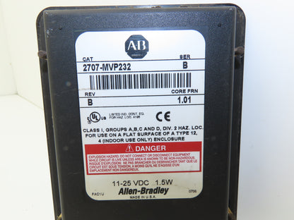 Allen Bradley 2707-MVP232 MicroView Operator Interface Panel Series B Rev B