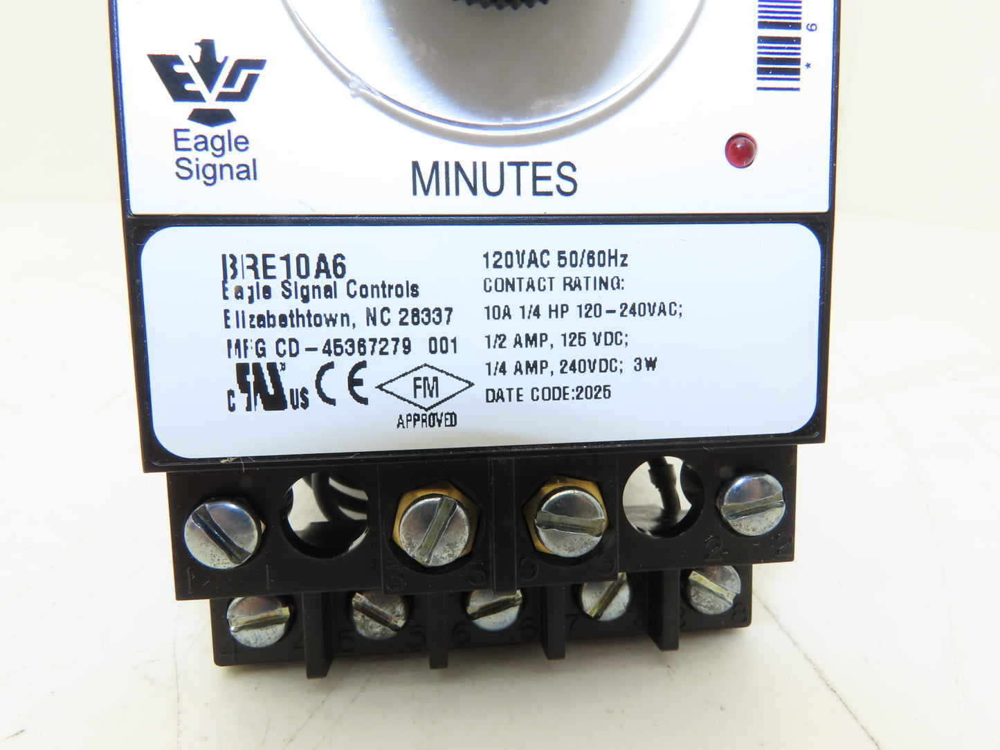 Eagle Signal BRE10A6 Electronic Analog Dial Preset Timer 0-60 Min 120V