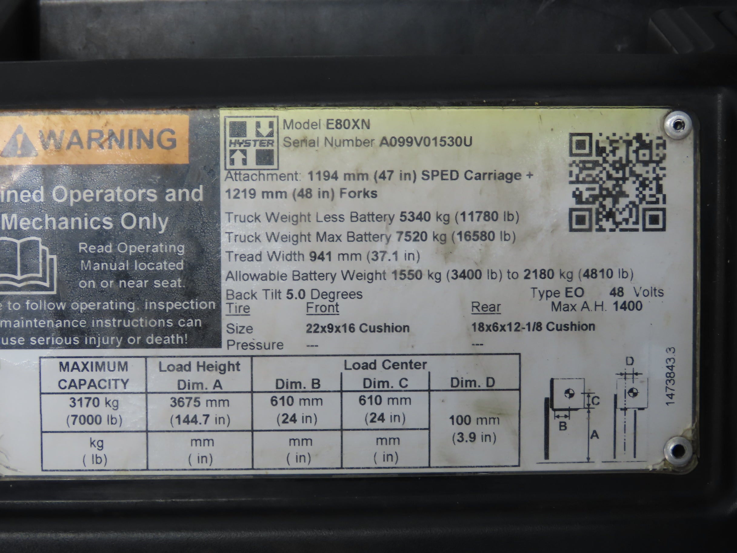 Hyster 8536820 Forklift Control Module Rev 21 Off E80XN READ – ARROW ...