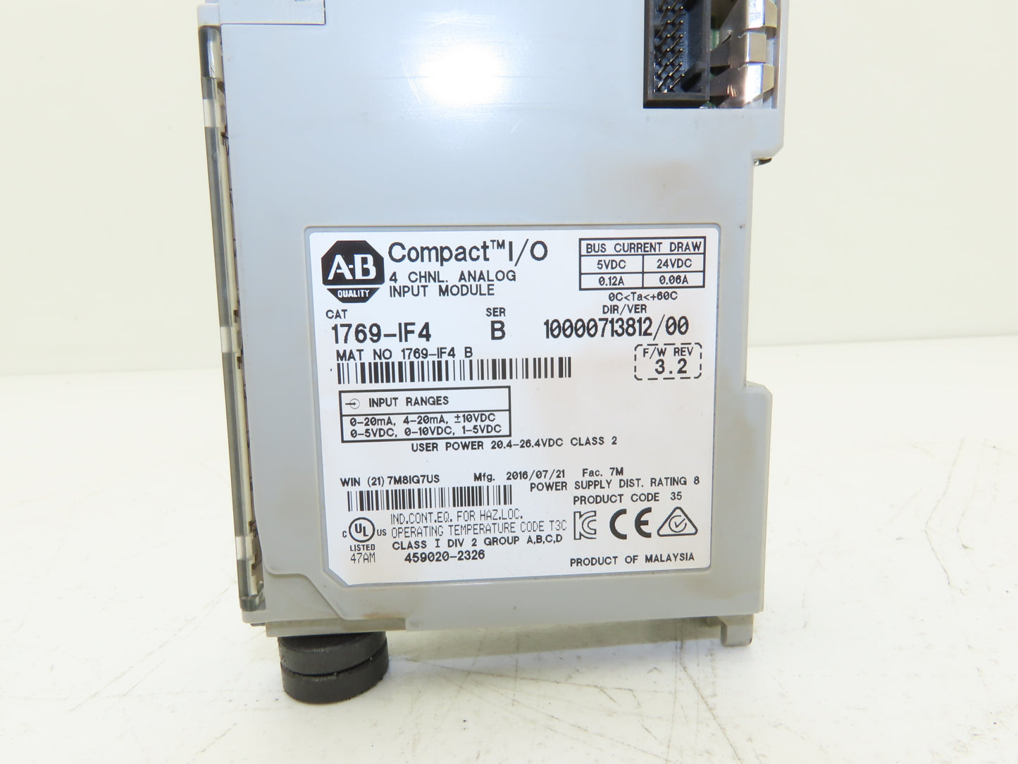 Allen Bradley 1769-IF4 Compact I/O Analog Input Module 24VDC Ser B F/W Rev 3.2