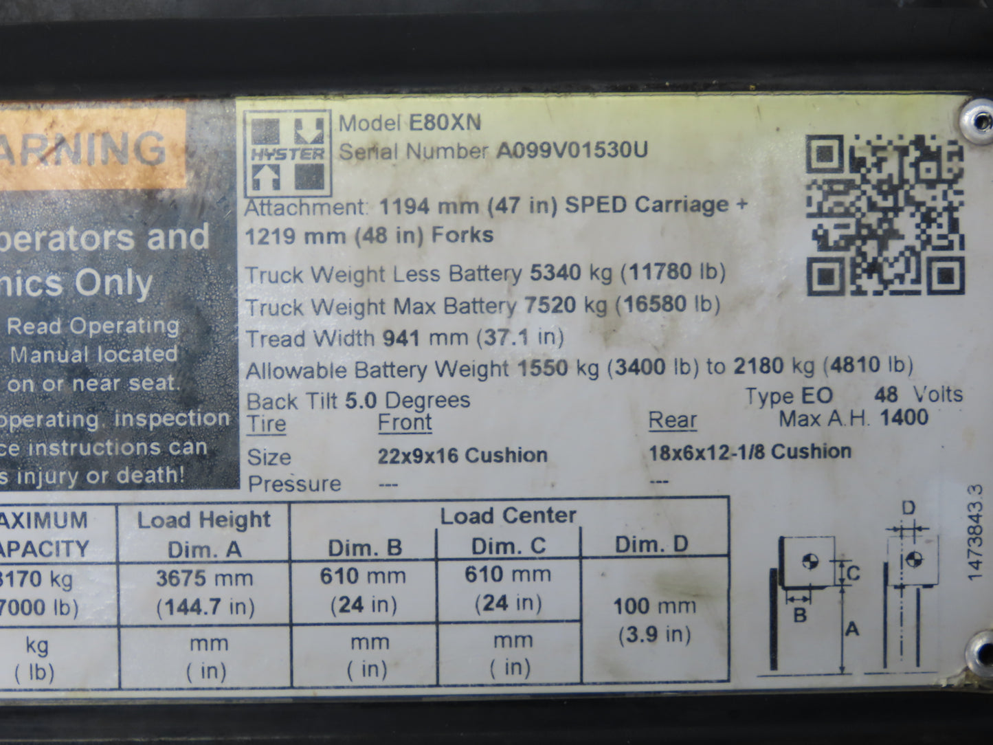 Hyster RU280B-5166P Forklift Curtis Albright DC Motor Contactor Off Hyster E80XN