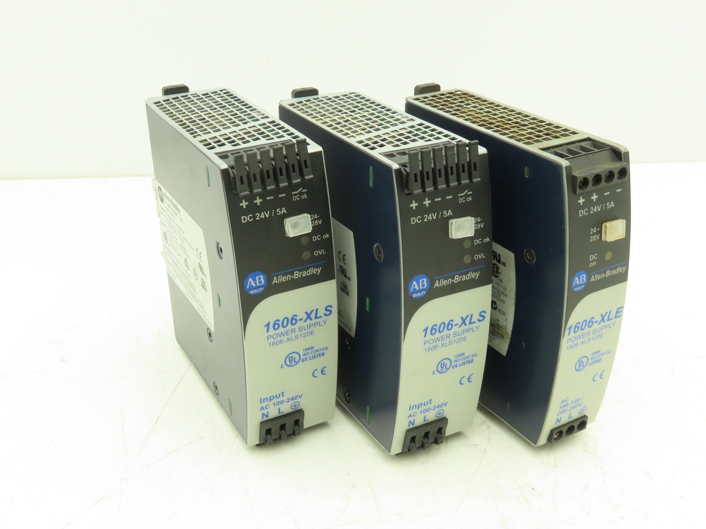 Allen Bradley 1606-XLS120E PLC Power Supply 24VDC 5A 120W 120-240V 1PH Lot of 3