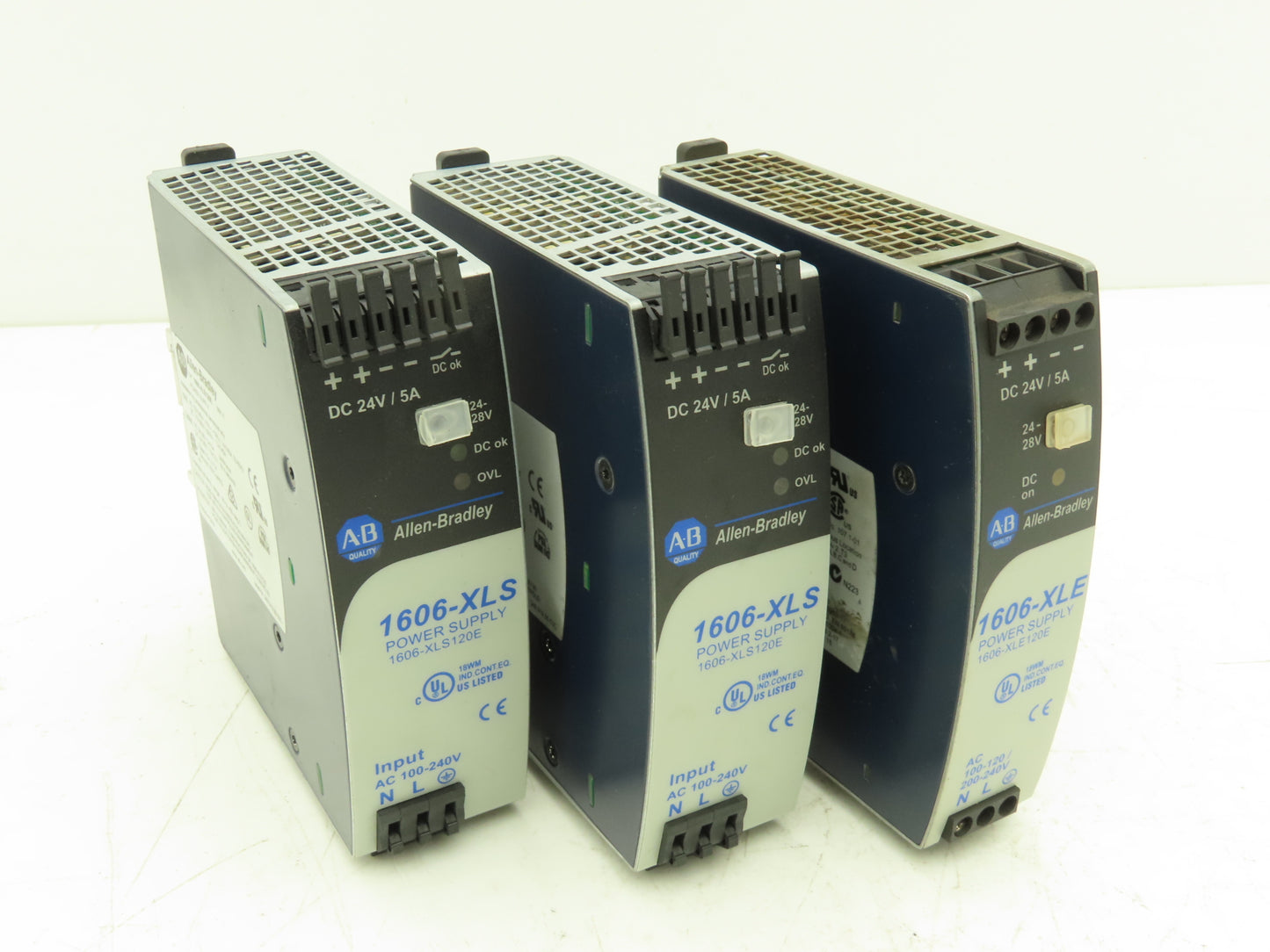 Allen Bradley 1606-XLS120E PLC Power Supply 24VDC 5A 120W 120-240V 1PH Lot of 3