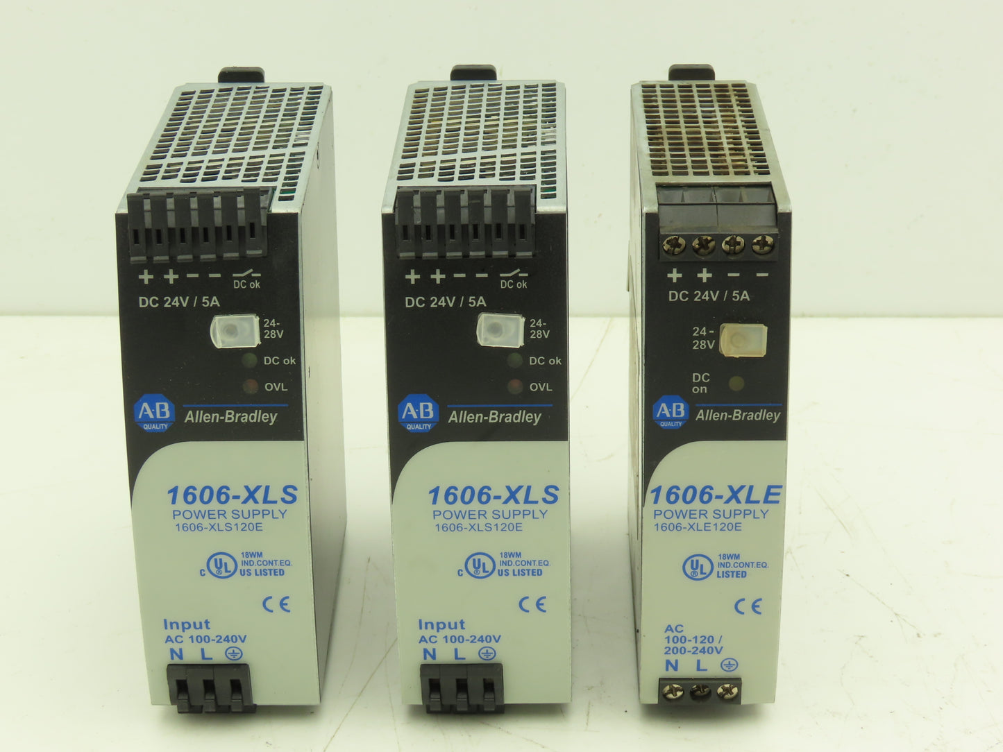 Allen Bradley 1606-XLS120E PLC Power Supply 24VDC 5A 120W 120-240V 1PH Lot of 3