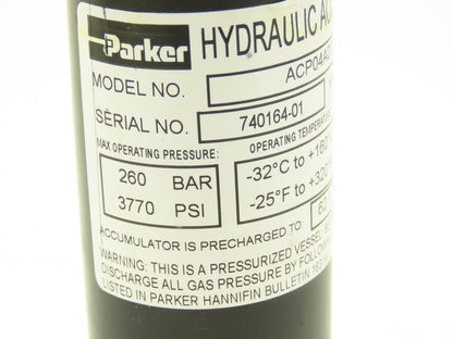 Parker ACP04AD008R57H Forklift Hydraulic Accumulator 900 PSI Off Hyster E80XN