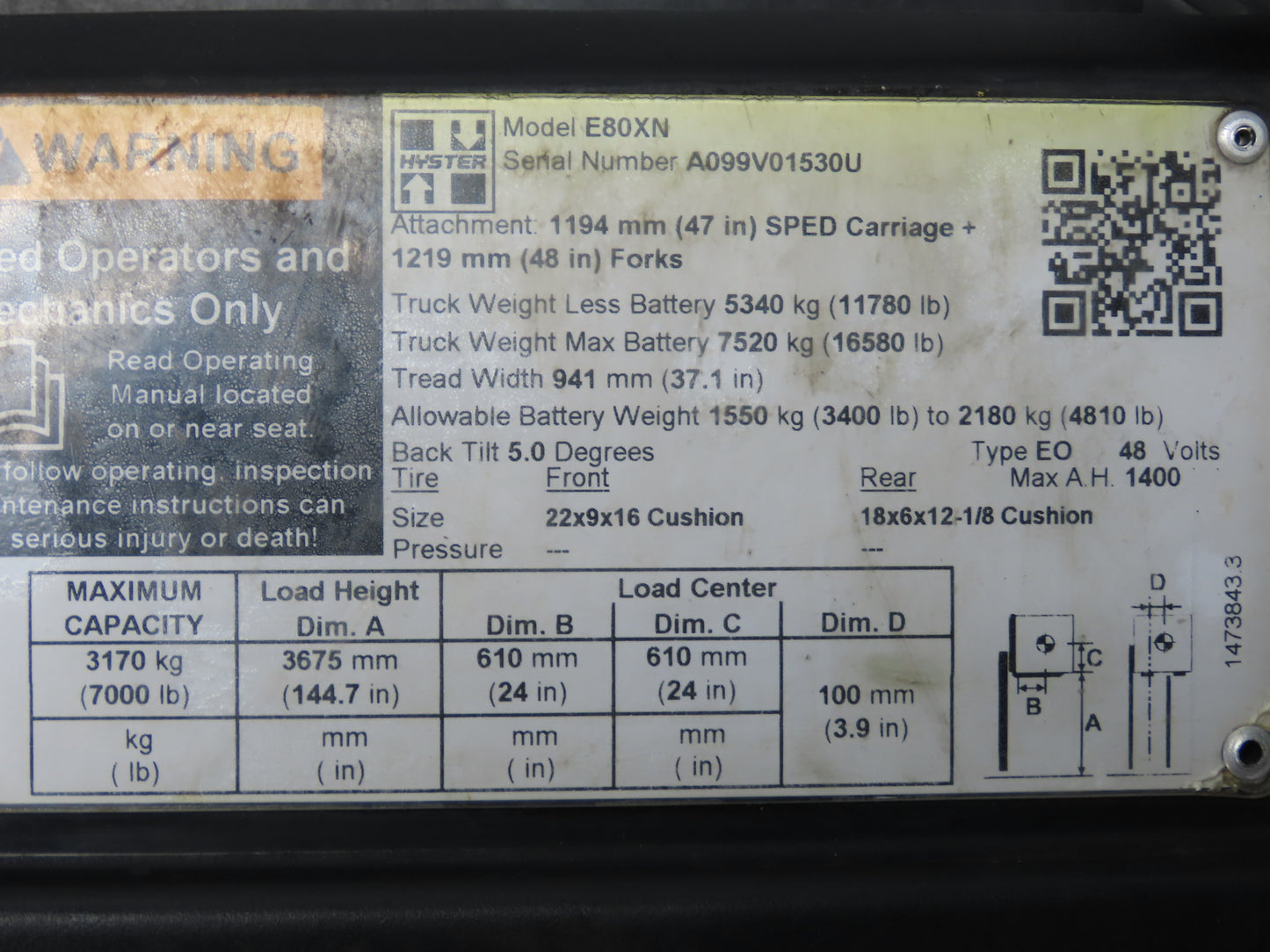 White OSPM 100 LS Forklift Power Steering Unit Hydraulic Motor Off Hyster E80XN