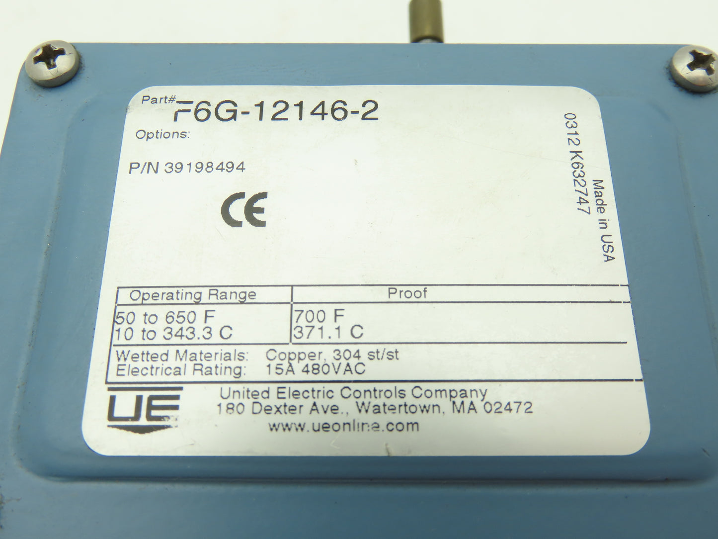 Ingersoll Rand F6G-12146-2 Temperature Switch W Capillary & Probe Air Compressor