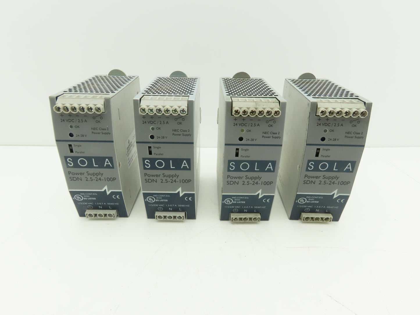 Emerson Sola SDN2.5-24-100P PLC Power Supply 24VDC 2.5A 115/230V 1PH Lot of 4