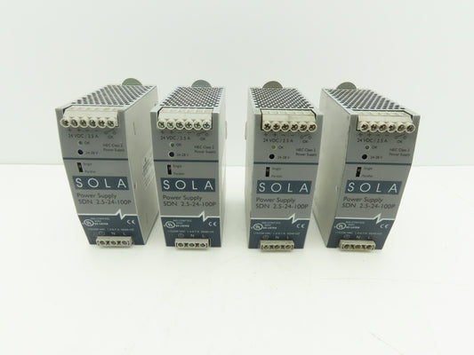 Emerson Sola SDN2.5-24-100P PLC Power Supply 24VDC 2.5A 115/230V 1PH Lot of 4