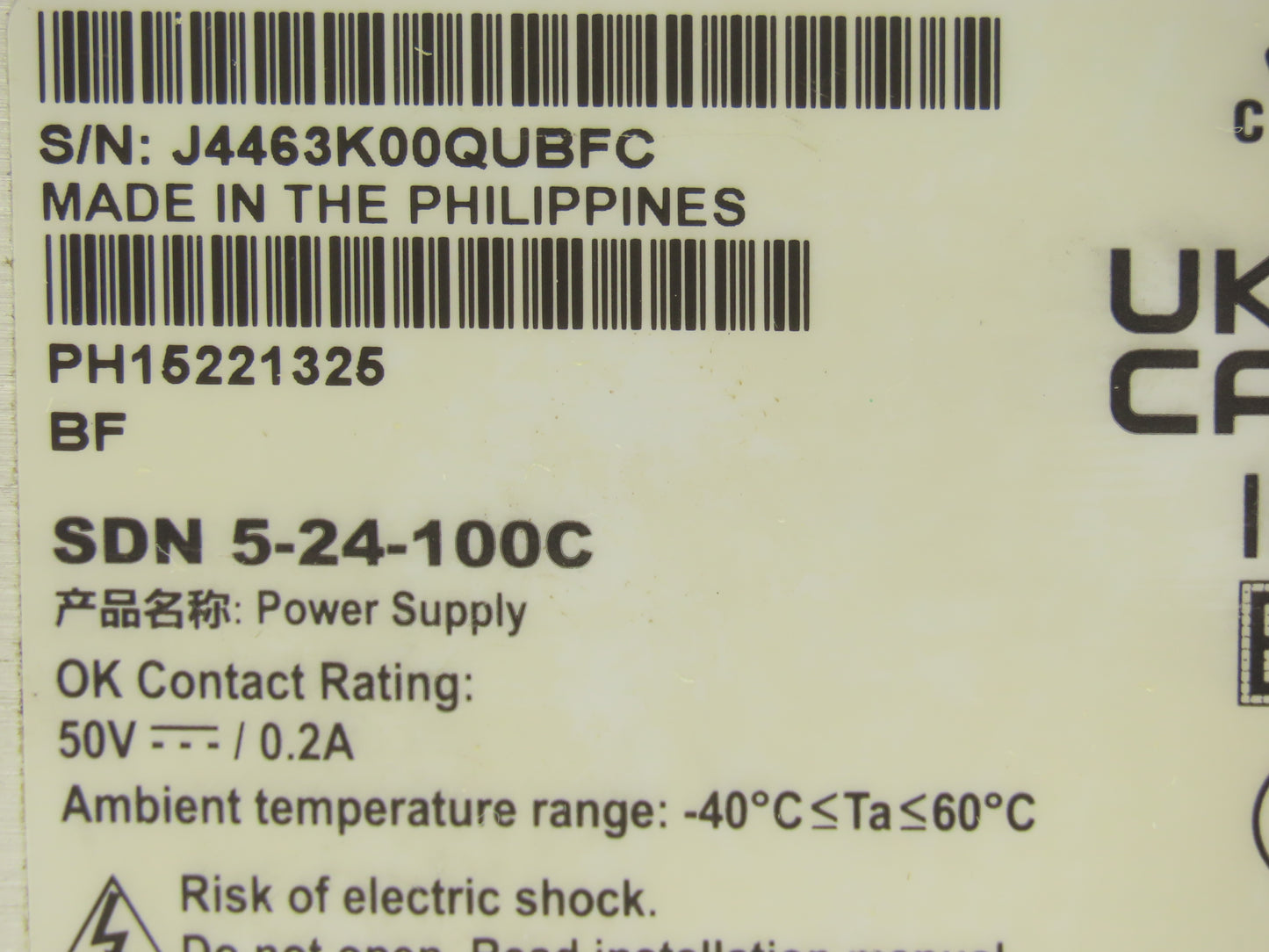 Emerson Sola SDN5-24-100C PLC Power Supply 24VDC 5A 115/230V 1PH