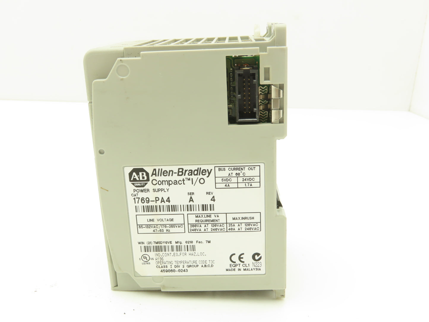 Allen Bradley 1769-PA4 Compact I/O Power Supply Module Series A Rev 4