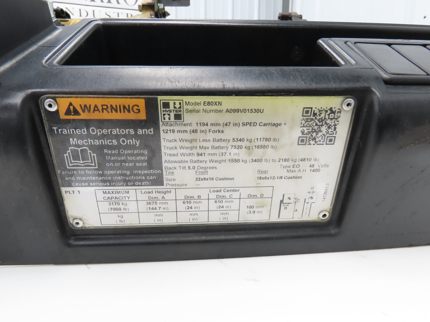 Hyster 8544587 Forklift Traction Drive Motor 48V 21.5kW Off E80XN TSW 180/6-360