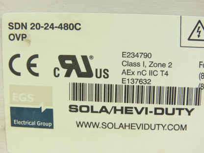 Emerson Sola SDN20-24-480C PLC Power Supply 24VDC 20A 480V 3PH