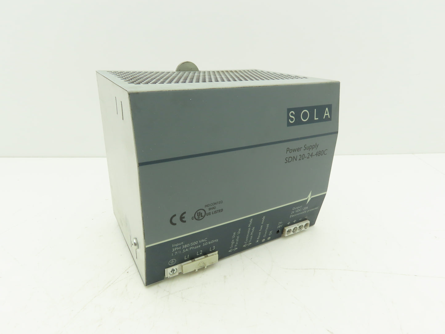 Emerson Sola SDN20-24-480C PLC Power Supply 24VDC 20A 480V 3PH