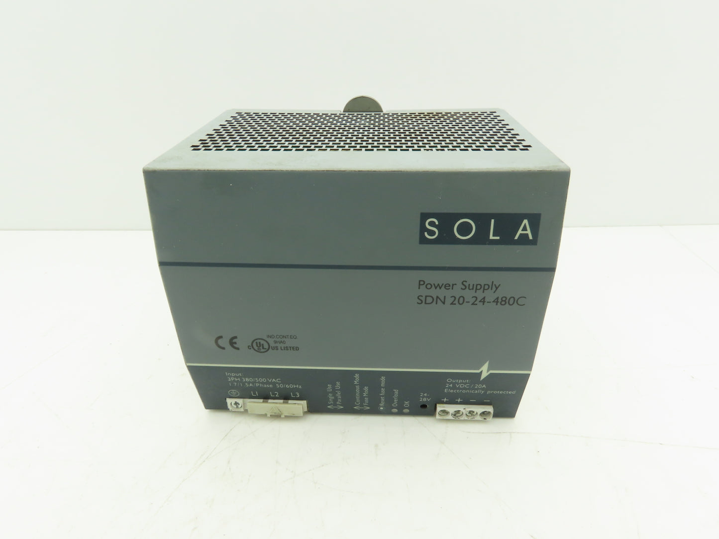Emerson Sola SDN20-24-480C PLC Power Supply 24VDC 20A 480V 3PH
