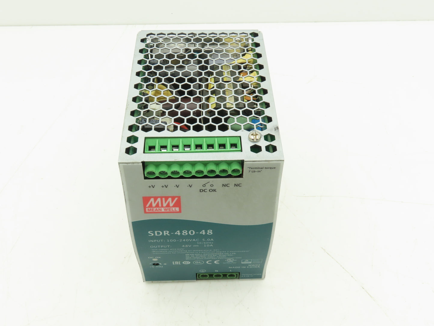 Mean Well SDR-480-48 PLC DIN Rail Power Supply 48VDC 10A 100-240V