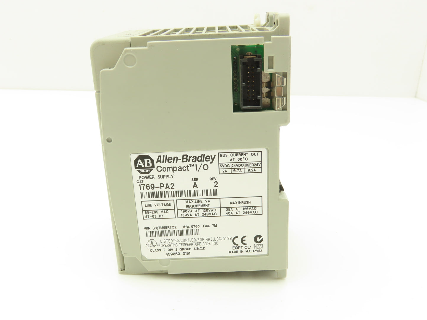 Allen Bradley 1769-PA2 Compact I/O Power Supply Series A Rev 2 with End Cap
