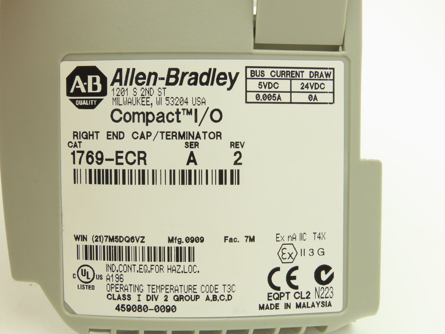 Allen Bradley 1769-PA2 Compact I/O Power Supply Series A w/Terminator End Cap