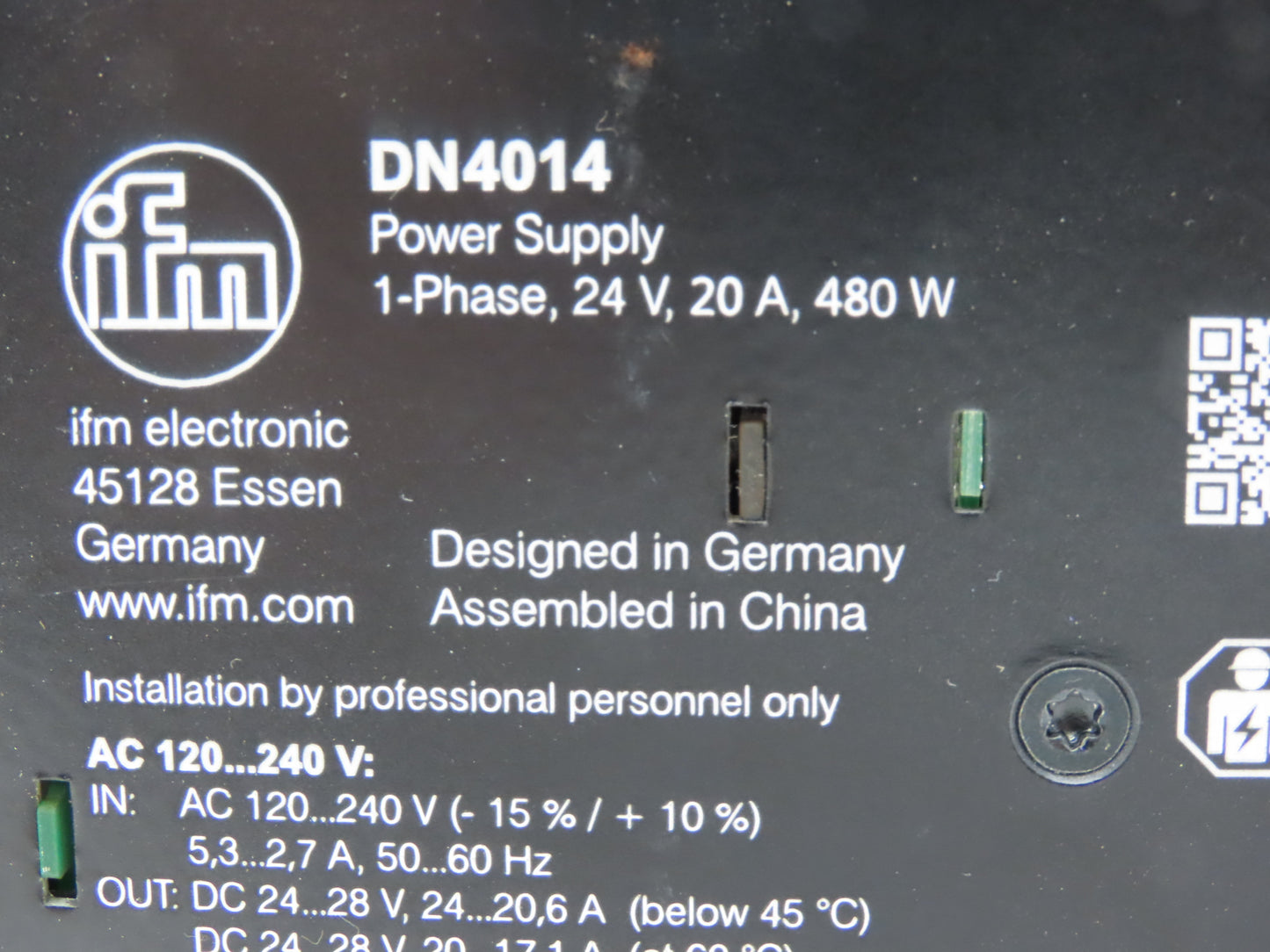 IFM DN4014 PLC Power Supply PSU 24VDC 20A 480W 100-240V