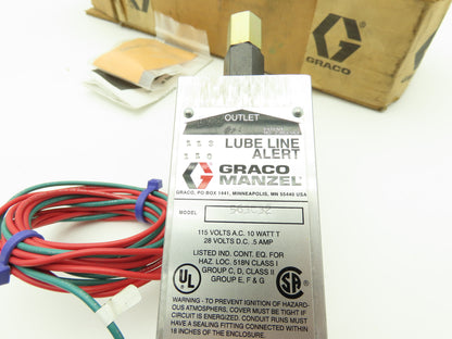 Graco 563032 Lube Line Alert Pump Alarm 1/8" NPT Oil 115 VAC 10W /28VDC .5A