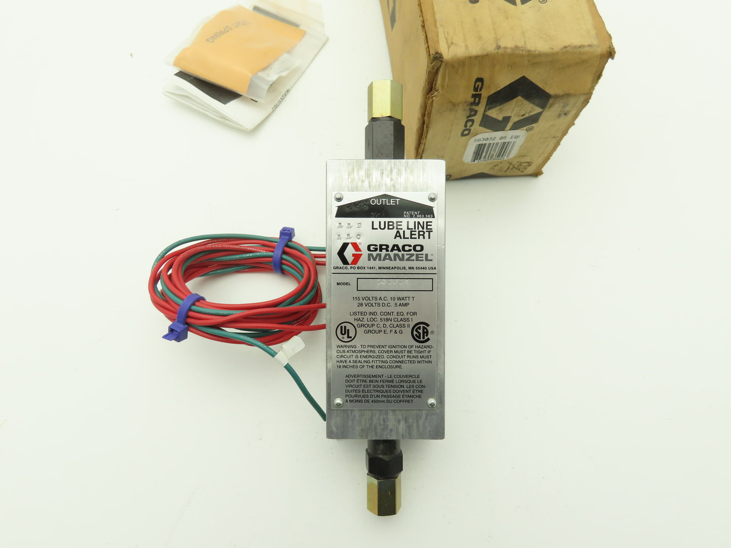Graco 563032 Lube Line Alert Pump Alarm 1/8" NPT Oil 115 VAC 10W /28VDC .5A