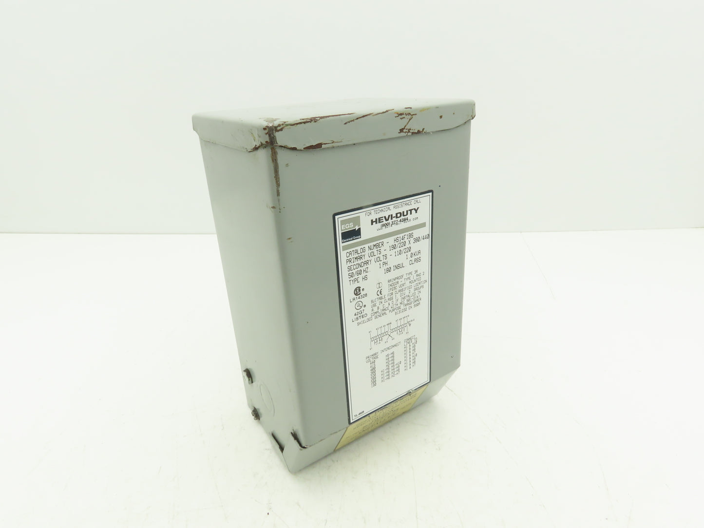 EGS Hevi-Duty HS14F1BS Transformer 1KVA HV: 190/220V x 380/440V LV: 110/220V 1PH