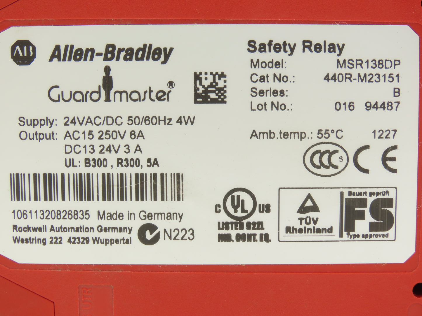 Allen Bradley MSR138DP 440R-M23151 Safety Relay Guardmaster Lot of 4
