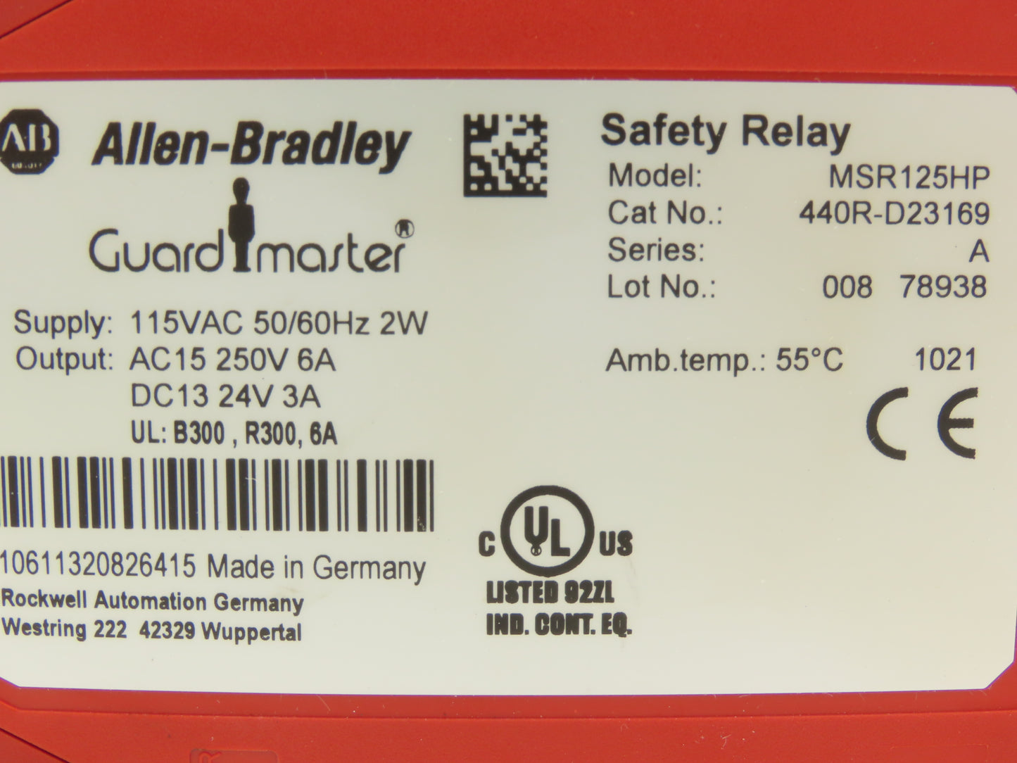 Allen Bradley 440R-D23169 Guardmaster MSR125HP Safety Relay Unit 24VDC Ser A