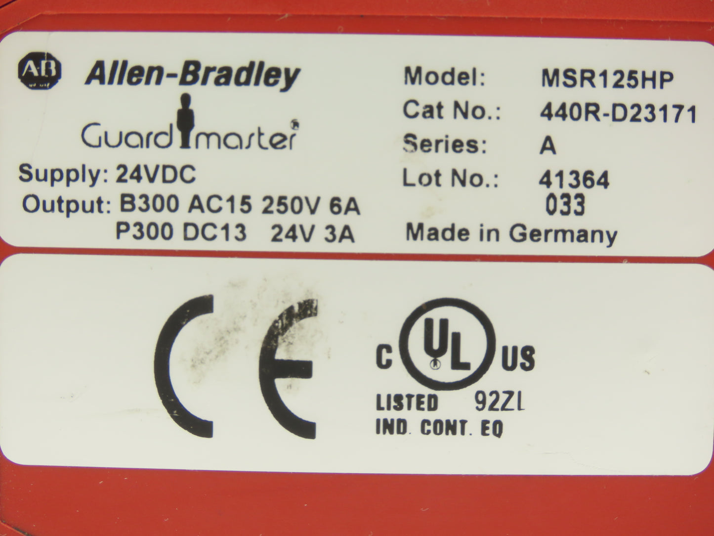 Allen Bradley 440R-D23171 Guardmaster MSR125HP Safety Relay Unit 24VDC Lot of 2