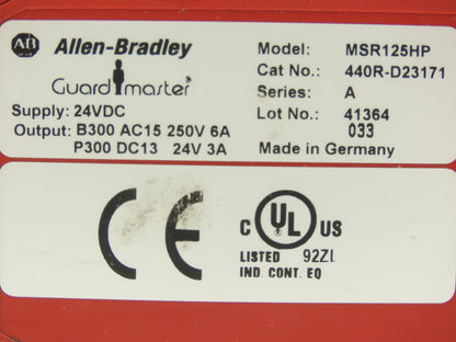 Allen Bradley 440R-D23171 Guardmaster MSR125HP Safety Relay Unit 24VDC Lot of 2