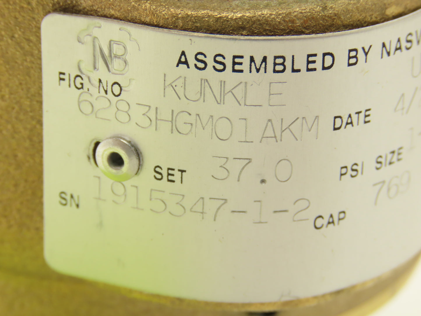 Kunkle 6283HGM01AKM Pressure Relief Valve 1-1/2" Male NPT Set 37 PSI Brass