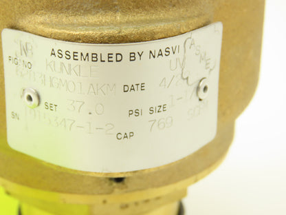 Kunkle 6283HGM01AKM Pressure Relief Valve 1-1/2" Male NPT Set 37 PSI Brass