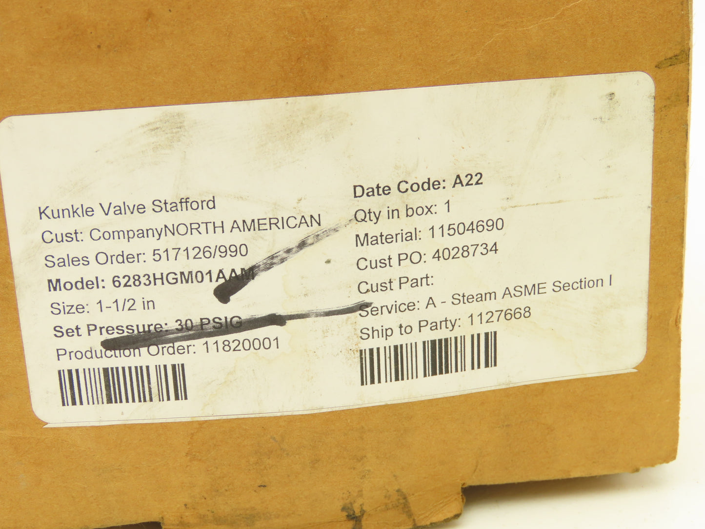 Kunkle 6283HGM01AKM Pressure Relief Valve 1-1/2" Male NPT Set 37 PSI Brass