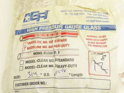Duran 601-GG-034-2400 Redline HW Boiler Gage Glass 3/4"OD x 9-3/4" Long Lot of 8