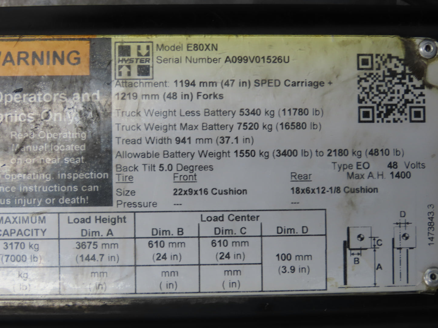 Sevcon 622/11119 Power Converter 36/88VDC To 12VDC Off Hyster E80XN