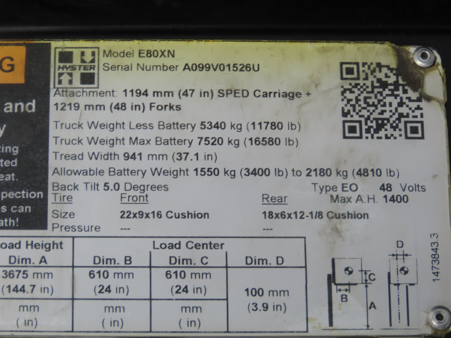Hyster RU280B-5166P Forklift Curtis Albright DC Motor Contactor Off Hyster E80XN