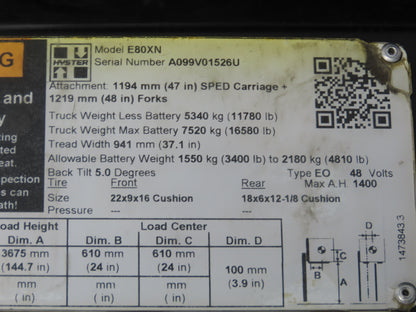 Hyster RU280B-5166P Forklift Curtis Albright DC Motor Contactor Off Hyster E80XN