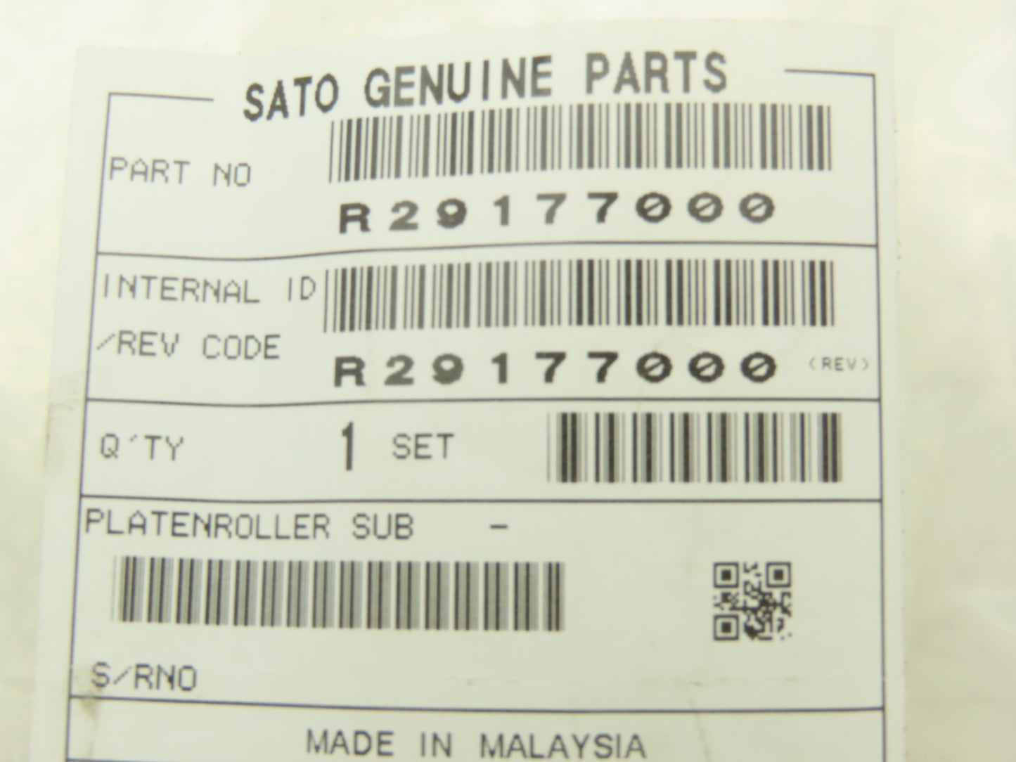 Sato R29177000 Platen Roller S84-EX Thermal Label Printer