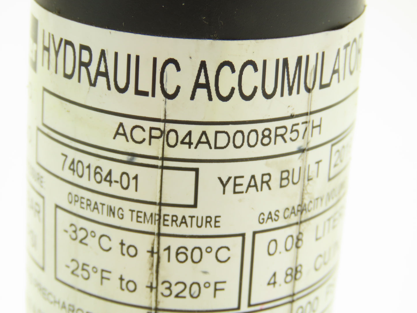 Parker ACP04AD008R57H Forklift Hydraulic Accumulator 900 PSI Off Hyster E80XN