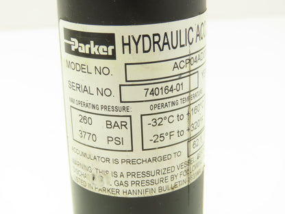 Parker ACP04AD008R57H Forklift Hydraulic Accumulator 900 PSI Off Hyster E80XN