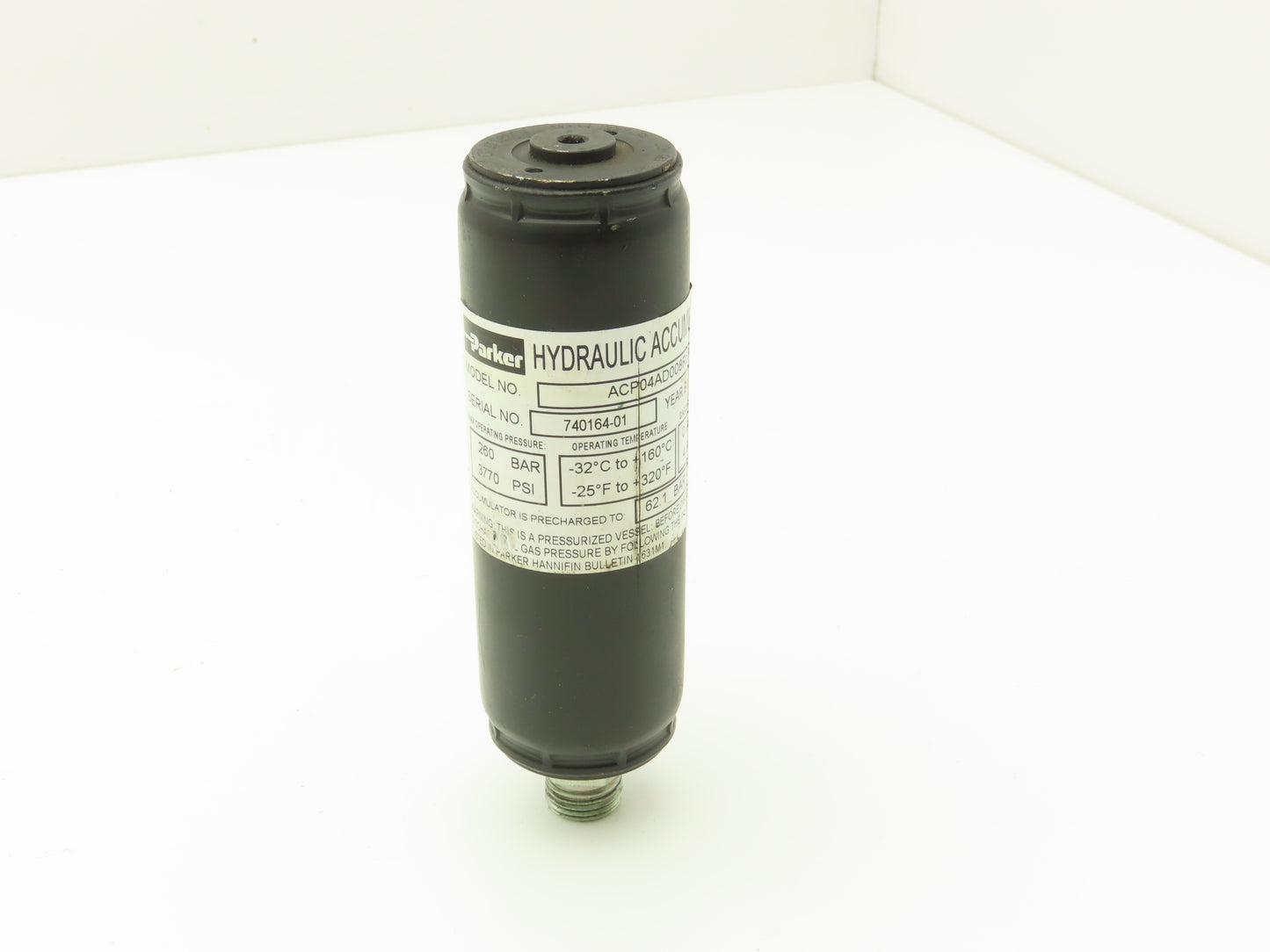 Parker ACP04AD008R57H Forklift Hydraulic Accumulator 900 PSI Off Hyster E80XN